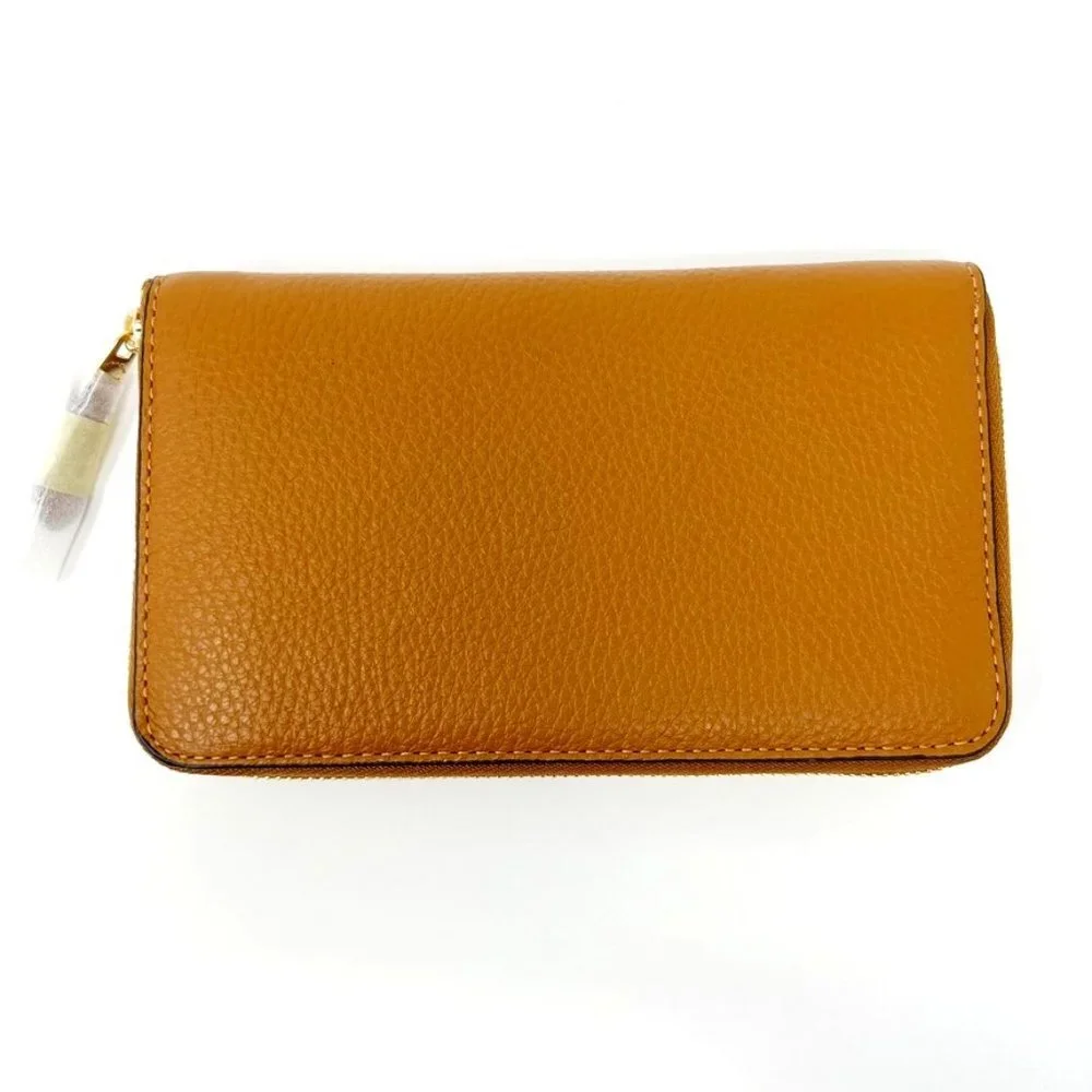 NWT Coach Medium ID Zip Wallet With Diary Embroidery Penny Multi Grained Leather